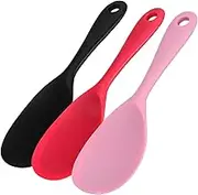 MOKKHNB 3PCS Heat Resistant Silicone Rice Spoon Non Stick Rice Paddle Utensils for Cooking Serving Stirring Ergonomic Design for and Kitchen Tasks