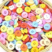 CHSEROK Pack of 400 Colourful Buttons, Mixed Buttons, with Holes, Craft Buttons, Rich Styles and Shapes, Buttons Crafts, for DIY Crafts, Sewing, Decorating