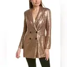 NWT BCBGMaxAzria Sequin Blazer Gold Metallic Size SMALL Women's Jacket