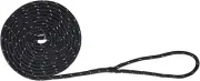 Boattector Double Braid Nylon Dock Line - 1/2" X 15', Black with Reflective Trac