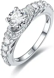 [Merthus] Promise Jewelry Synthetic Blue Sapphire Solitaire 925 Sterling Silver Ring for Women