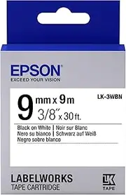 Epson S653101 LabelWorks Tape Standard 9mm Black on White 9m