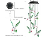 Solar String Lights, Color Changing Solar Hummingbird Wind Chimes, LED Decorative Mobile, Waterproof Outdoor String Lights