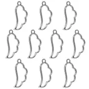 20Pcs Wing Shaped Alloy Open Back Bezel Pendants Resin Frame, Black