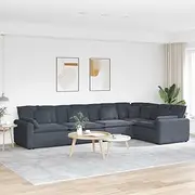Modular Sofa with Cushions, Velvet Dark Grey, 417x217x64 cm, Modern Loveseat, Couch, Futon, Small Sleeper, Convertible Chair, Comfy Furniture, Durable Frame