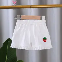 在飛比找蝦皮商城優惠-【YAOEENH】80-120CM 夏季女童草莓棉麻短褲 兒