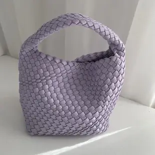 包包女2023春手工編織紫色水桶包