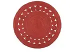 Rug 100% Natural Jute Reversible Red Braided Style Round Modern Carpet Area Rug