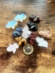 Elephant Hand Carved Gemstone Figurine Crystal Elephant Healing Eneergy Animal