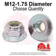 M12-1.75 Class 8 Nylon Insert Hex Flange Lock Nuts Zinc Yellow Thread (Pick Qty)