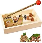 Premium Heavy-Duty Adjustable ‌Macadamia Nut Cracker‌ with Wooden Base - Efficient ‌Nut Cracker‌ for ‌Macadamia Nuts‌, ‌Walnuts‌, Hazelnuts, Almonds,Easily Crush Nuts