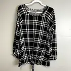 Acting Pro Plaid Long Sleeve Blouse Size XLarge Plaid Tie Front Top