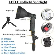 Handheld Spotlight Rechargeable Spot Light Torch LED Hunting Camping Flashlight