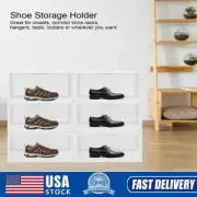 6PCS Transparent Shoe Boxes Plastic Shoe Storage Organizer Containers Bins