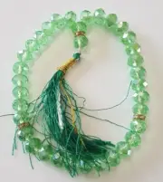 New Green Tasbih Crystal MISBAHA ROSARY WORRY 33 TASBEEH Large Beads