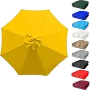 6 Ribs 8 Ribs Outdoor Patio Umbrella Canopy Cover Replacement UV Protective Cloth, Waterproof Cantilever Umbrella Replacement Cover (Canopy Only), for Courtyard, Swimming, Pool Lawn(Yellow,3.5m/8 bone