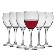 6x LAV Venue Red Wine Glasses White Rose Long Stem Party Goblet Gift Set 340ml