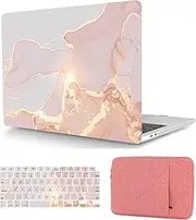 Compatible with MacBook Air 13.6 inch Case with Liquid Retina Display 2022 2024 Model A2681 A3113 M2 M3, Plastic Protective Matt Durable Hard Shell Case Cover & Keyboard Cover & Bag, Pink Gold