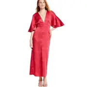 Fe Noel x Target Palm Leaf Contrast Print Flutter Sleeve Maxi Dress Size 16 NWT