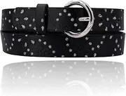 [EANAGO] Children's Belt 'Starlight' for Girls (Nursery and Primary School Children), Belt Size 55 or 65 cm, Black with Rhinestones