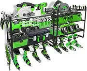 Power Tool Organizer Wall Mount, 4-Layer Heavy-Duty Tool Storage Shelf,4 Drill Holder Wall Mount, Cordless Tool Organizer with Screwdriver, Plier, and Hammer Holders for Garage Workshop（2 Pack）