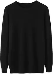 [Zadaos] Men' 100% Solid Cashmere Sweater O-Neck Loose Pullover Autumn Warm Shirt Knit Jacket Black L