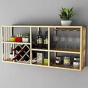 Bar Unit Wall Wine Display Rack with Wine Glass Holder,Wall Mounted Wine Rack,Wine Storage Rack for Cupboard,Wall Mounted Wine Display Rack for Home,Bar(Size:120 * 25 * 60cm)