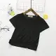 莫代爾棉透氣親膚短袖T恤上衣親子裝（黑色） 90 黑色