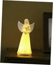 ADAVAS.Y&G Porcelain Lighted Angel Figurine Holding Cross, and Decor 7" H