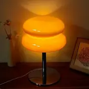 Abizarch Glass Table Lamp Modern Egg Tart Lamp Retro Cute Desk Lamp with 3 Color Dimmable Modes Funky Bedside Table Lamp for Bedroom Living Room Nightstand ZHAZHAMO