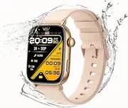 COLMI Smart Watch, AI voice assistant Built-in, IP68 Waterproof Swimming Fitness Watch with Answer&Make Call/Heart Rate/Step Counter/Sleep Tracker/100 Sports, Compatible Android IOS (Gold)