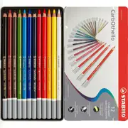 STABILO CarbOthello Chalk Pastel Coloured Pencils Tin Set 12 Aquarellable