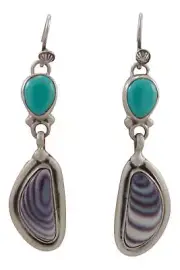 Navajo Native American Kingman Turquoise and Shell Earrings by Willeto SKU231680