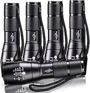 MODOAO LED Tactical Flashlight 5 Pack, Ultra Bright XML L2 High Lumen,Zoomable,5 Modes,Water Resistant Portable Handheld Light Perfect for Camping Hiking Biking Home Emergency