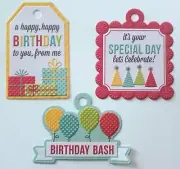 We R Memory Keepers Embossed Birthday Die Cuts Gift Tag Scrapbooking HTF Retired