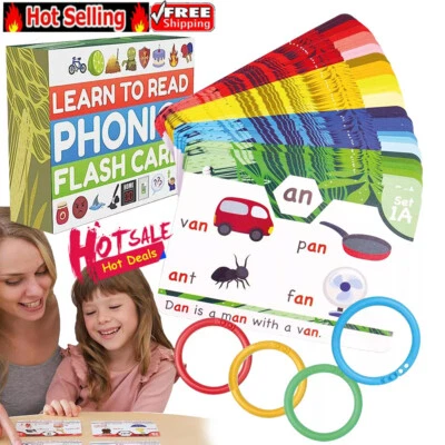 Phonics Flash Cards - Learn to Read in 20 Phonic Stages - Digraphs CVC Blends DX