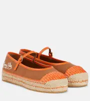 [Jimmy Choo] Jimmy Choo Aciel leather-trimmed canvas espadrilles AU 12 orange