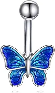 [CRMAD] Sterling Silver Daisy/Sunflower/Evil Eye/Butterfly/Cherry/Turquoise/Ballerina Belly Button Rings Flower Piercing Jewelry for Women Hypoallergenic (daisy)