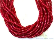 RUBY 4-4.5mm (25 Loose Faceted Rondelle) Gemstone Beads 16Ctw Grade "A"