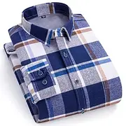 Men's Shacket Plaid / Striped / Chevron / Round Vacation New Year Light Blue Navy bluewhite Yellow Red Long Sleeve Classic Collar Fall / Winter Clothing Appare