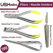 Orthodontic Distal End TC Cutter Hard Wire Bracket Holding Tweezers Dental Plier