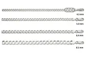 Semi-solid Flat Curb Chain Sterling Silver Polished finish Necklace Bracelet