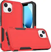 for iPhone 15 Plus Case, TPU PC 2 in 1 Heavy Duty Shockproof Protective Phone Cover, Red