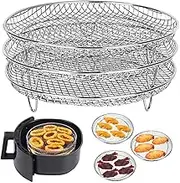 3 Pcs 304 Stainless Steel Air Fryer Rack Detachable Stackable Air Fryer Tray Multi-Purpose Air Fryer Basket Fit For Oven and Press Cooker Compatible with Most Air Fryer (Round)