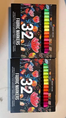 Zenacolor 31 fabric markers, Non-Toxic and Permanent - 2 packs