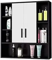Bathroom Mirror Cabinet, Medicine cabinets Bathroom Mirror Solid Wood Storage Box Wall-Mounted Mirror Cabinet Bathroom Mirror Cabinet (Black 80 * 14 * 80cm)
