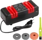 Electric knife sharpener, with clean brush and 3 replaceable grinding discs
