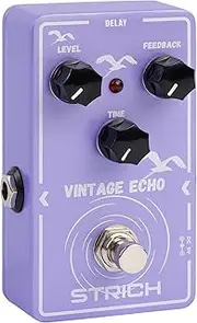 STRICH Delay Guitar Pedal, Analog Delay Guitar Effect Pedal Vintage, True Bypass for Electric Guitar, VINTAGE ECHO, Light Purple