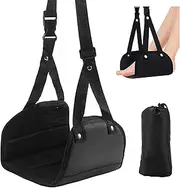 Aieve Portable Airplane Footrest, Adjustable Travel Foot Hammock - Reduce Leg Swelling and Soreness - Black, Memory Foam, Medium, Compact, Adjustable Strap, Footrest
