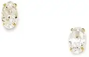[JewelryWeb] 14k Yellow Gold 5x3mm Oval Shape CZ Simulated Diamond Screw Back Earrings Stud Earring for Women